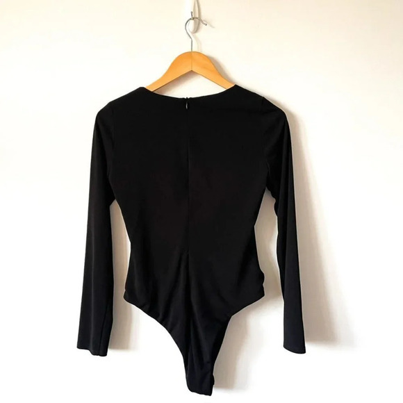 Zara Draped Long Sleeve Bodysuit Black Sz  M - Picture 6 of 8